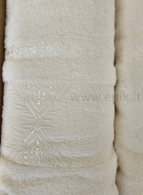 Medvilnės pluošto vonios rankšluosčių rinkinys „Cotton Delux“, pieno baltos spalvos